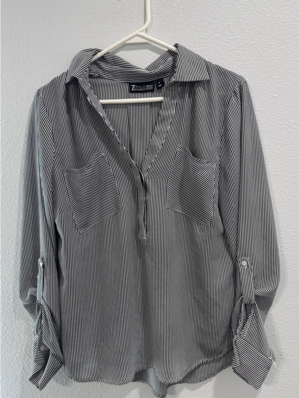 Black and White Vertical Stripe Shirt